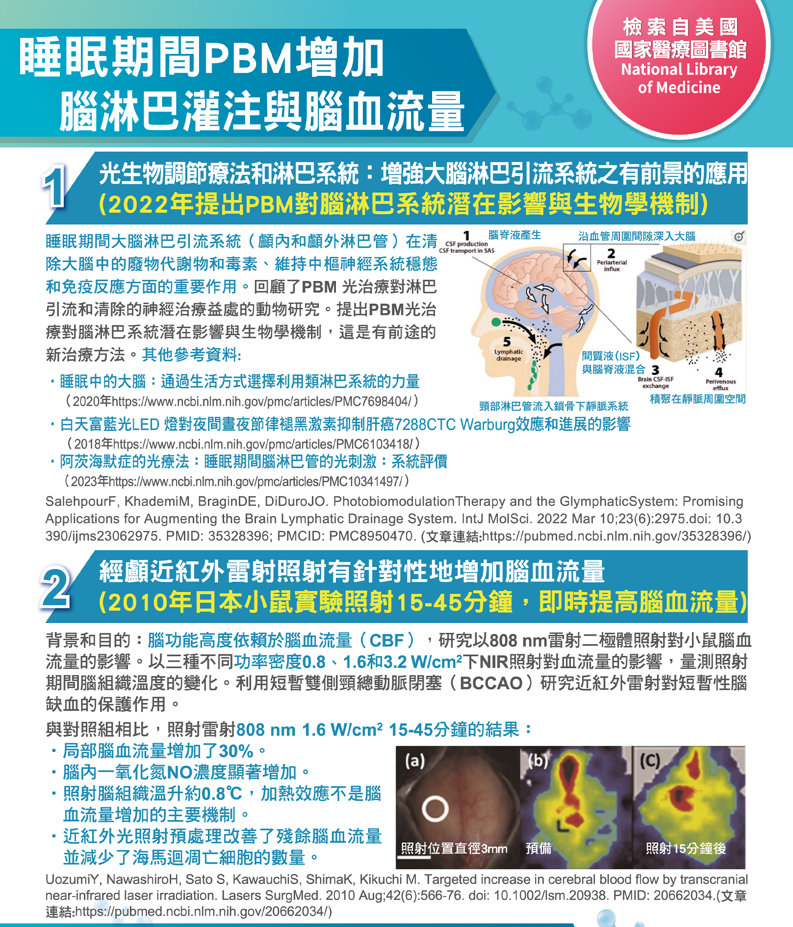 韓后醫美 氦氖雷射 光生物調節 PBM 光生物調節療法（Photobiomodulation Therapy; PBMT）是一種治療方法，利用特定波長的光線照射生物組織，以調節細胞功能、促進組織修復和治療疾病。改善：睡眠時間增加,腦淋巴灌注,腦血流量